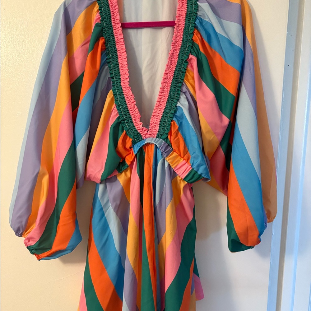 Colorful Striped V-Neck Romper